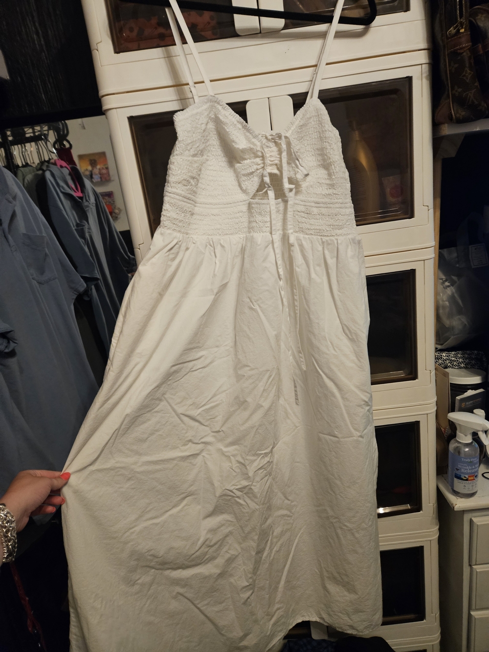 Universal Thread White Smocked Sundress with Tie-Front